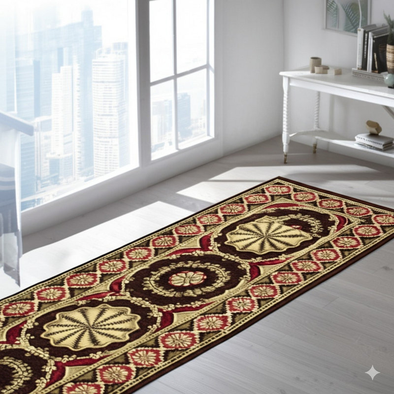 Coral Handwoven Wool Rosette Medallions Geometric Modern Contemporary Carpet Rug, 10' x 14'5