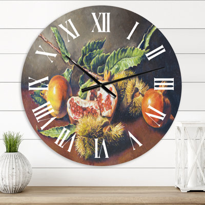 Vintage Still Life Of Orange Fruits - Traditional Wall Clock