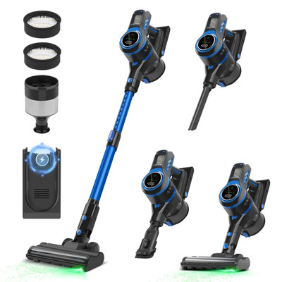 28Kpa Cordless Vacuum Cleaner,Lightweight,HEPA Filter,Side Light,Max 55Mins,for Pet Hair,Hard Floors & Carpets,Full Touch Screen -  YUKOOL, YK-A-HC21Y-BL