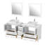  Meuble-lavabo autoportant à double cuve avec cadre en marbre et miroirs assortis avec cadre 72 po-27042733