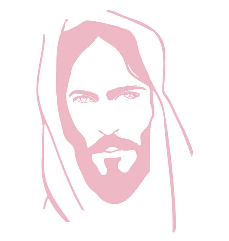 Décalcomanie murale face of jesus, H 48 po x l 33 po x P 0,01 po, Rose œillet