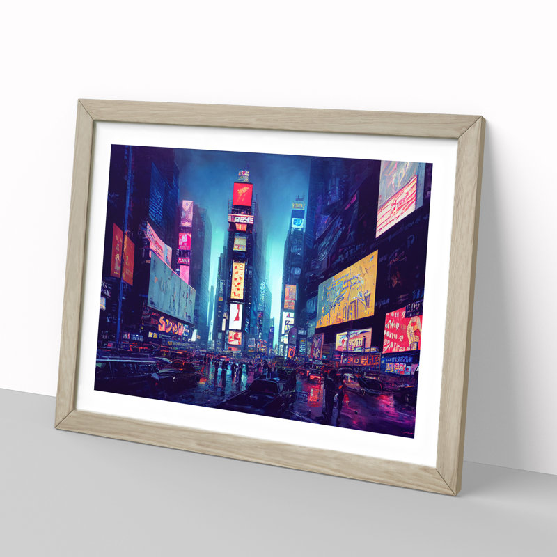 XH1022-6202X Modern Times Square Art Vol.1 1 Piece Single Picture Frame Wall Art, 46cm H x 64cm W x 2cm D, Oak Framed