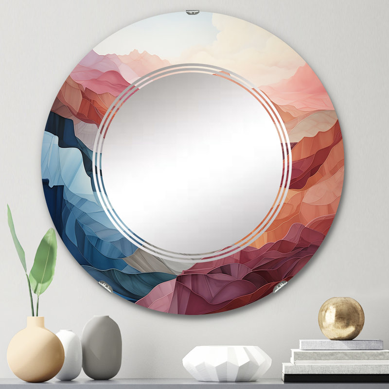 Saxicola - Miroir mural moderne rond, 24 po x 24 po