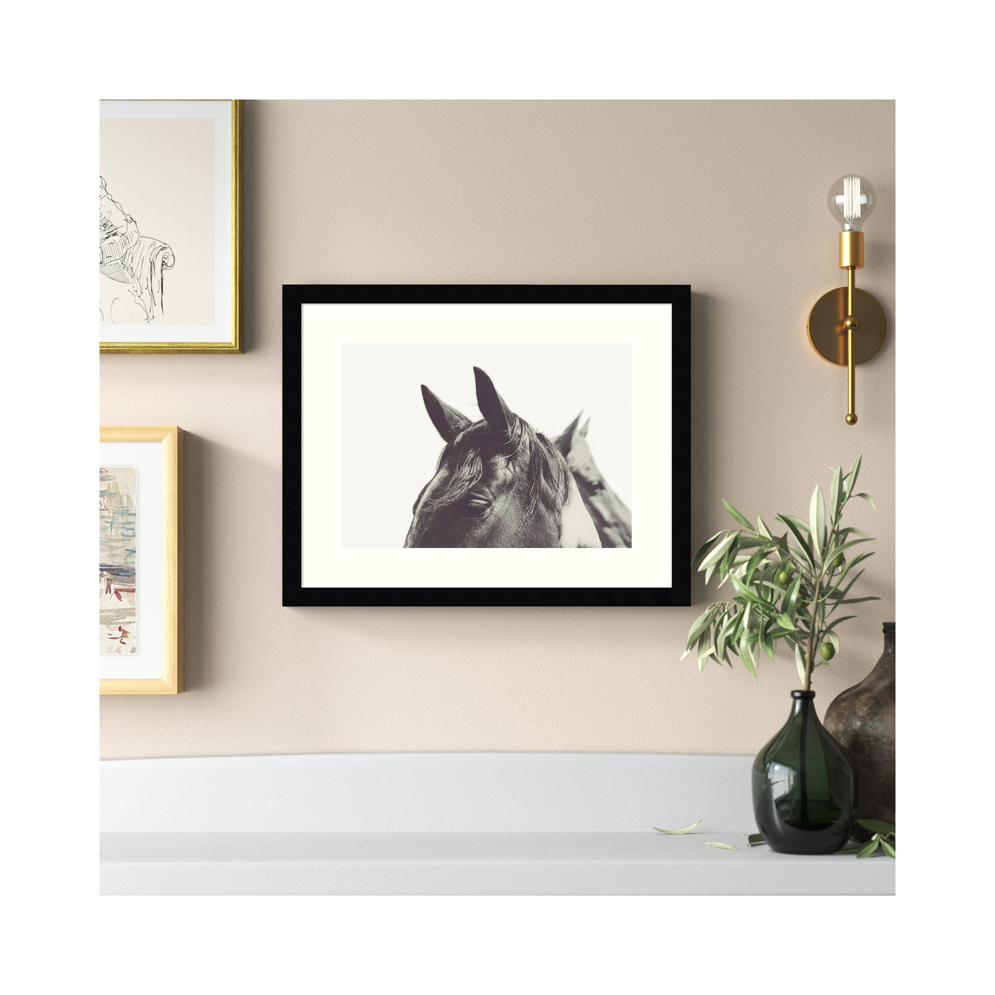 Partner by Emiko And Mark Franzen, 29" H x 41" W x 1.5" D, Black Framed Paper