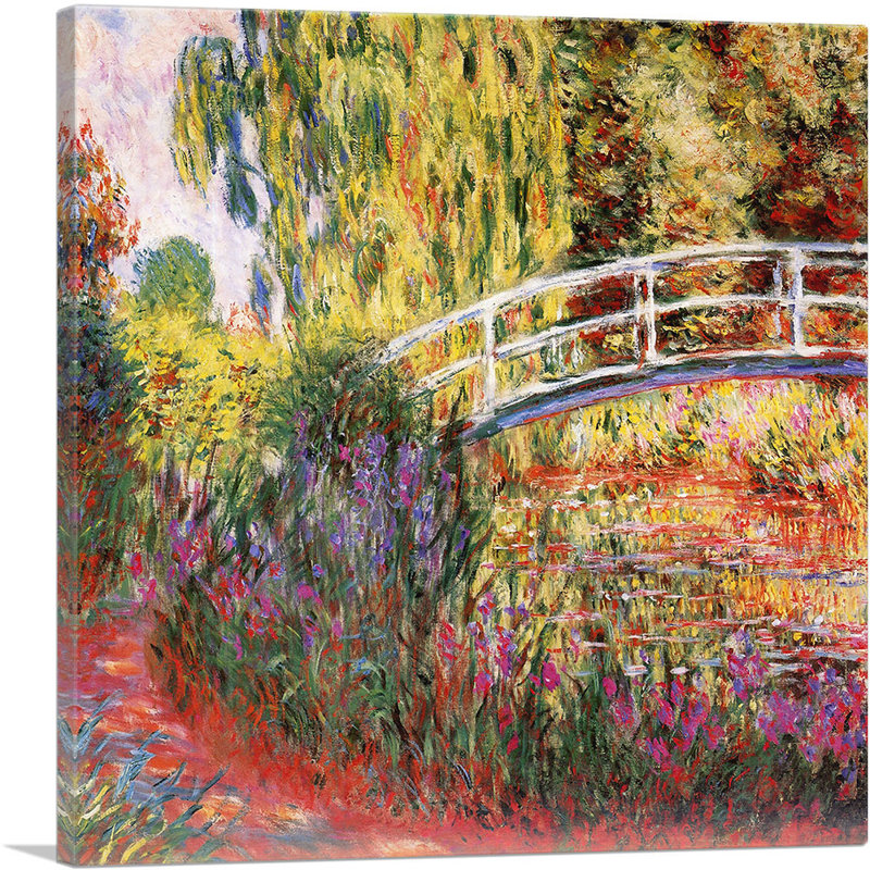 «The Japanese Bridge the Water-Lily Pond» par Claude Monet, reproduction d'art sur toile tendue