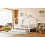 Lit double en bois avec lit gigogne simple, blanc-129230637