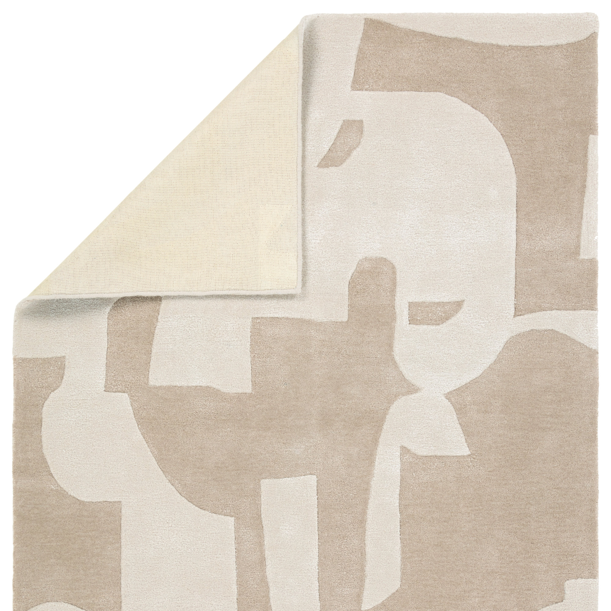Handmade Abstract Taupe/ Cream Area Rug, Rectangle 12' x 15'