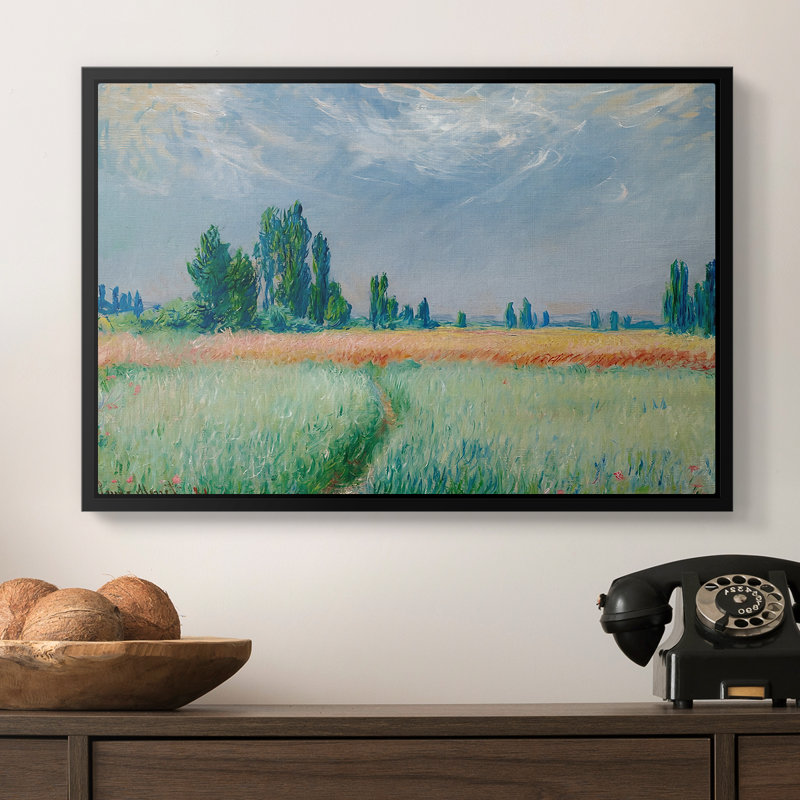 Le champ de blé (Champ de Blé), 1881 - Claude Monet, toile tendue avec châssis, 16 x 24, Noir