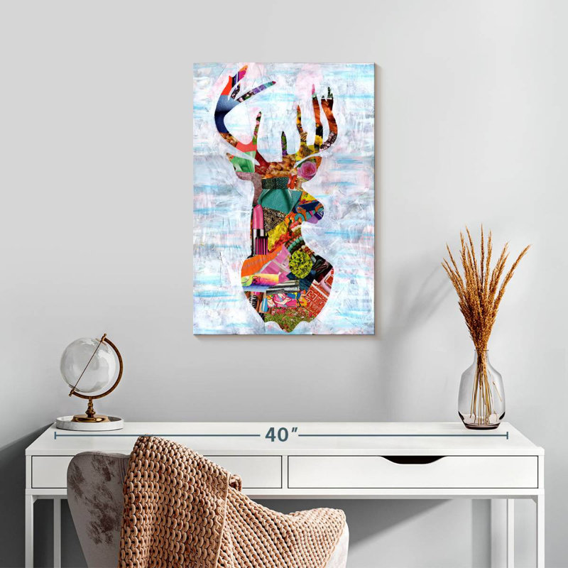 Cerf Brampt abstrait, H 24 po x l 16 po