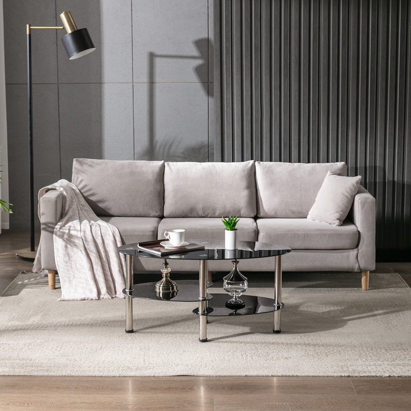 Areatha Glass Top Coffee Table, Black