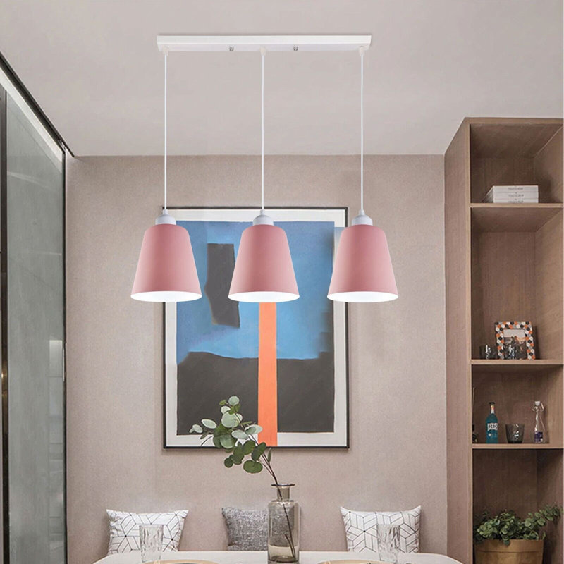 Humeyra 3 - Light Kitchen Island Pendant, No, Pink/White