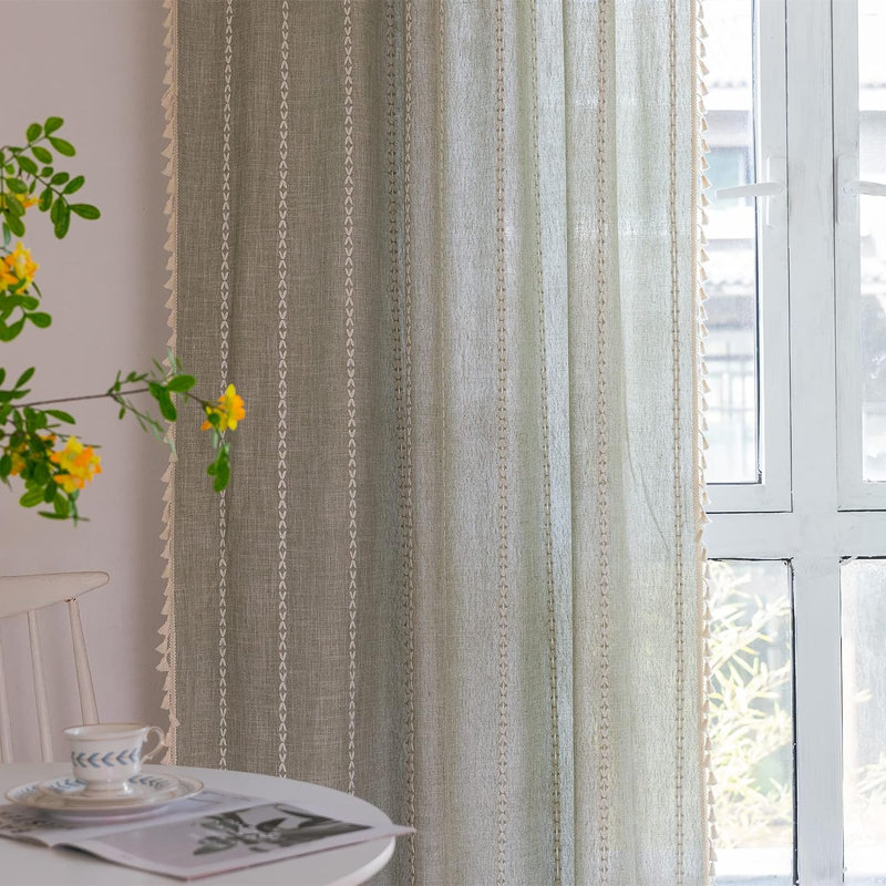 Paire de rideaux semi-transparents en polyester Vernadine