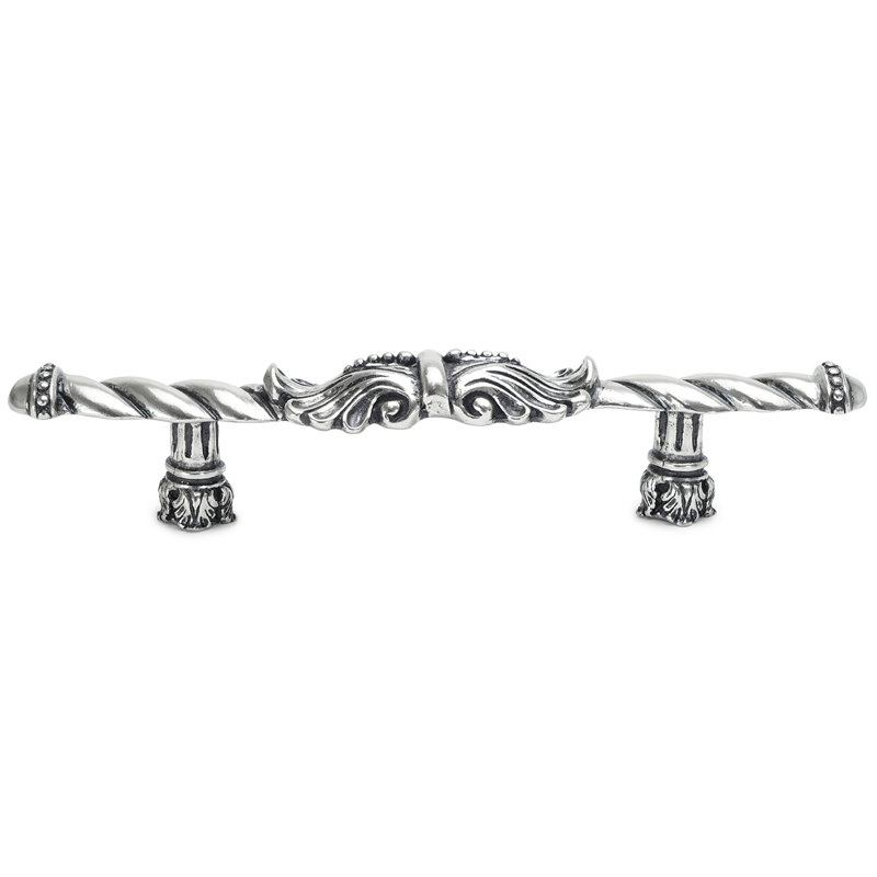 Poignée Acanthus de style roman, Argent argent, 4"