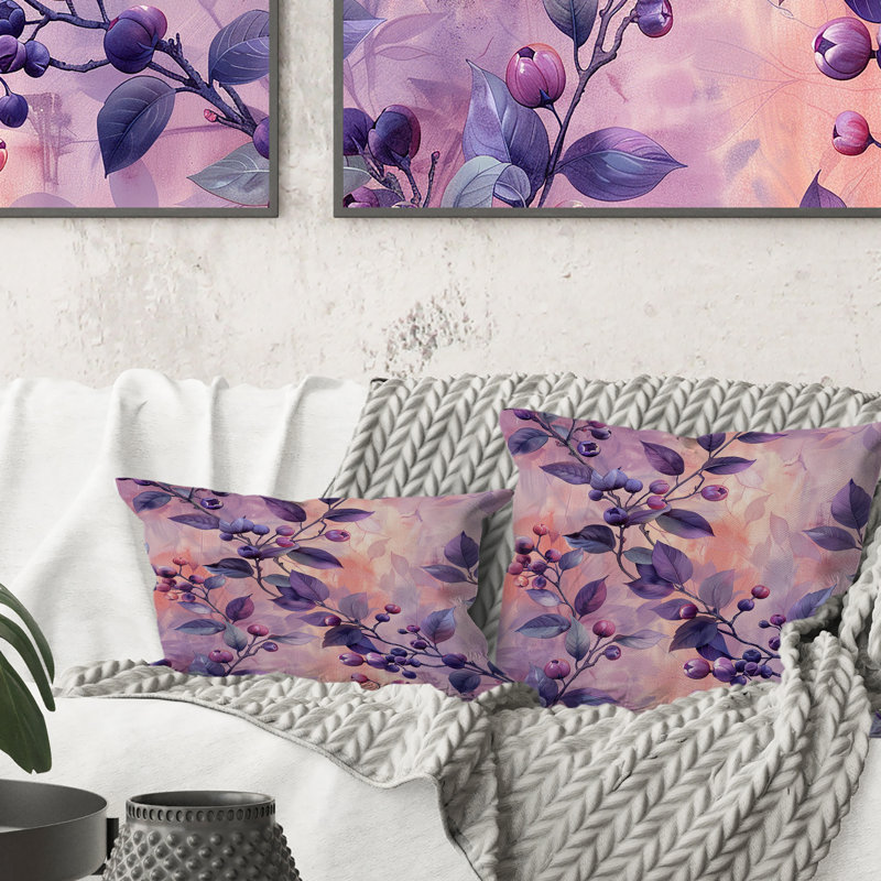 Coussin lombaire mauve, moderne et floral