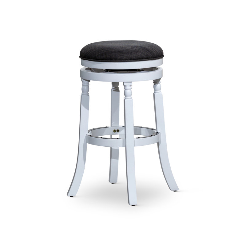 Tabouret 30 ", siège en tissu fini, Siège gris / cadre blanc