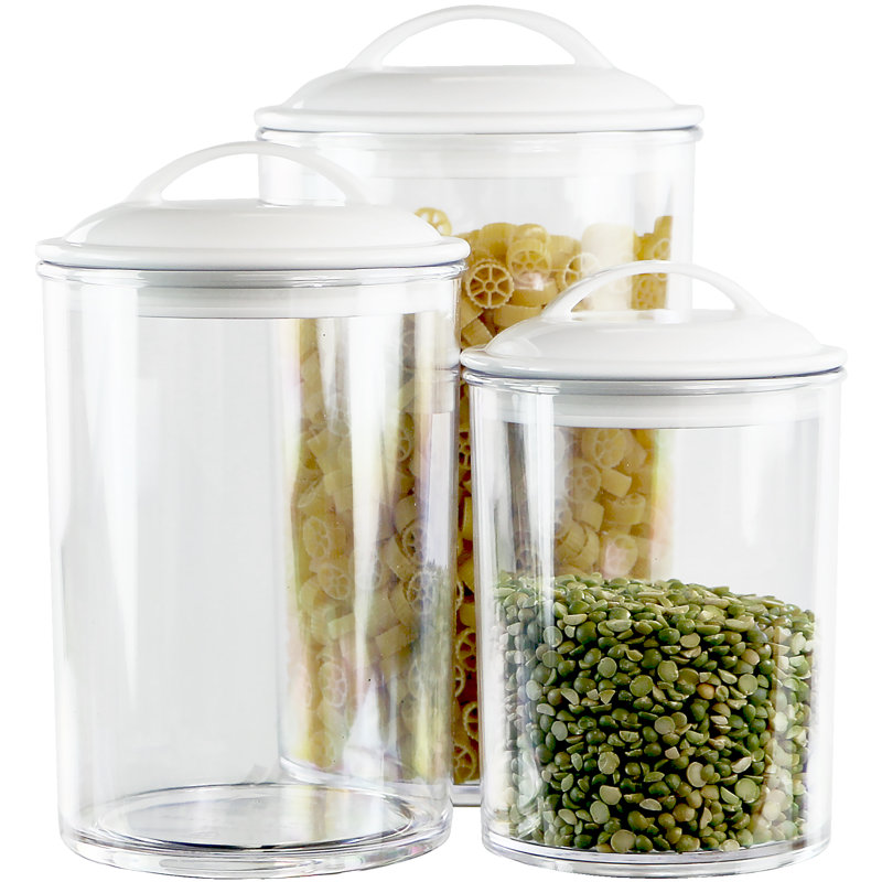 Calypso Basics by Reston Lloyd Acrylic Storage Canisters, Set of 3, White