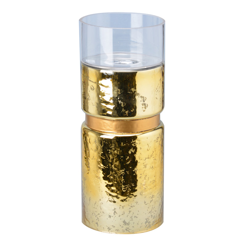 Hurricane de table en verre, Moyen, Or