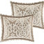 Édredon très grand 8 pièces brun clair / édredon - Magnifique médaillon, rembourrage, coussins décoratifs tissés texturés, 2 taies décoratives,