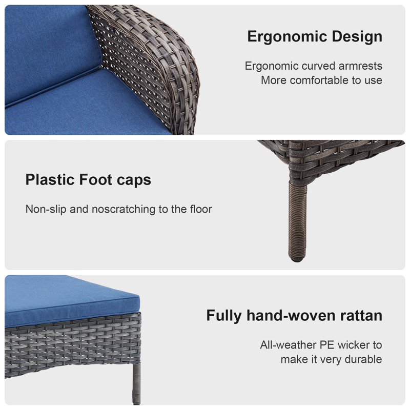 Chaise longue inclinable avec coussins Dahlyla, Bleu, Gris