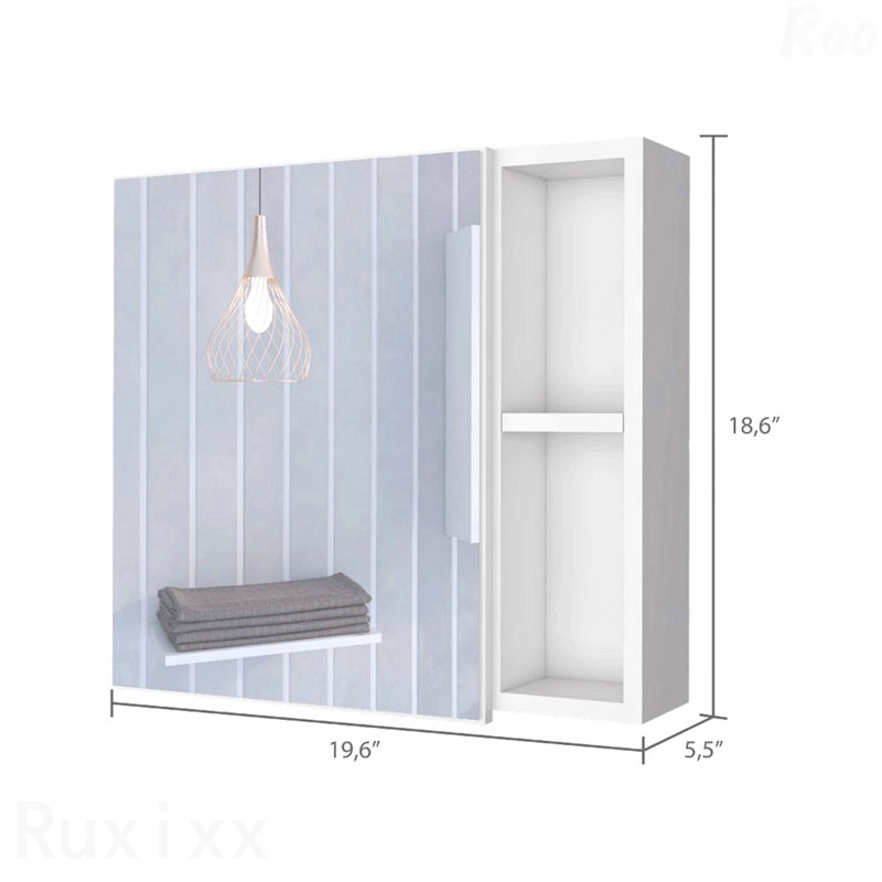 Pharmacie, trois tablettes internes, une porte, deux tablettes externes - blanc, Blanc