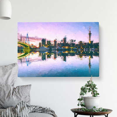 Auckland Skyline in New Zealand - Wrapped Canvas