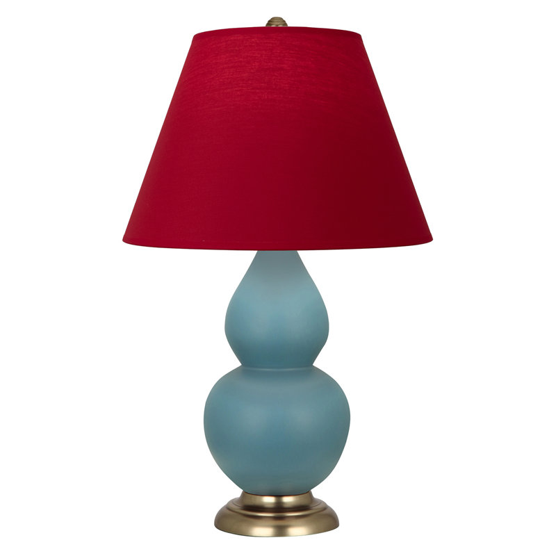 Petite lampe d'appoint à double gourde, Bleu acier mat / laiton antique, Bleu vif / gris