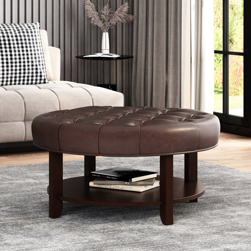 Étagère pratique en similicuir 32 po P 32 po - moderne et peu encombrante, Marron foncé