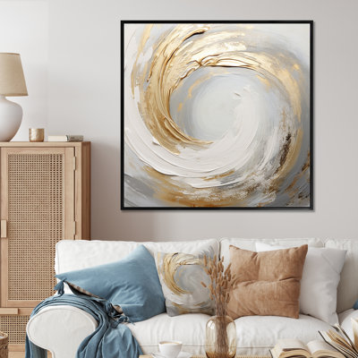 Gold And White Soft Wave Vortex III - Abstract Spirals Wall Art