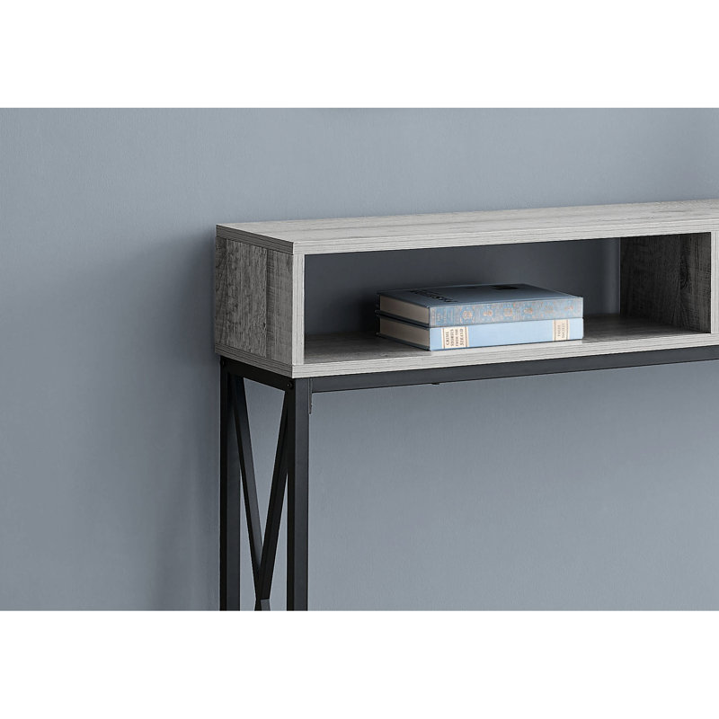 Console de couloir moderne avec stratifié gris et base en métal noire