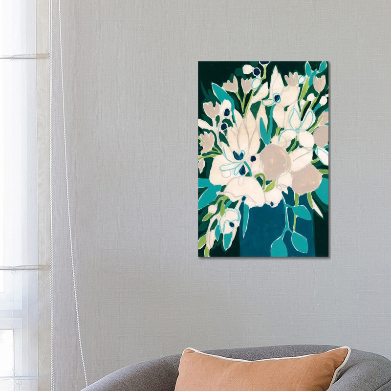 Blue Bloom Sketch II by June Erica Vess - Wrapped Canvas Gallery-Wrapped Canvas Giclée, 66.04 cm H x 45.72 cm W x 1.91 cm D