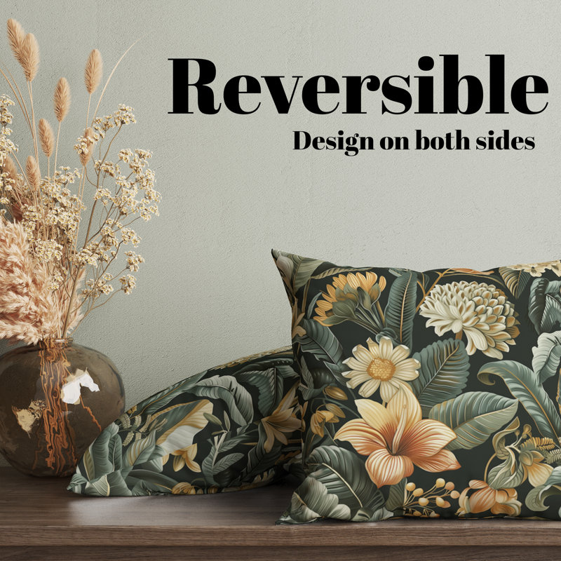 Housse de coussin réversible à motif floral Jemima, H 18 po x l 18 po