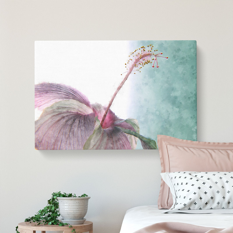 Pink Hibiscus Flower - Wrapped Canvas, 60cm H x 91cm W x 4cm D