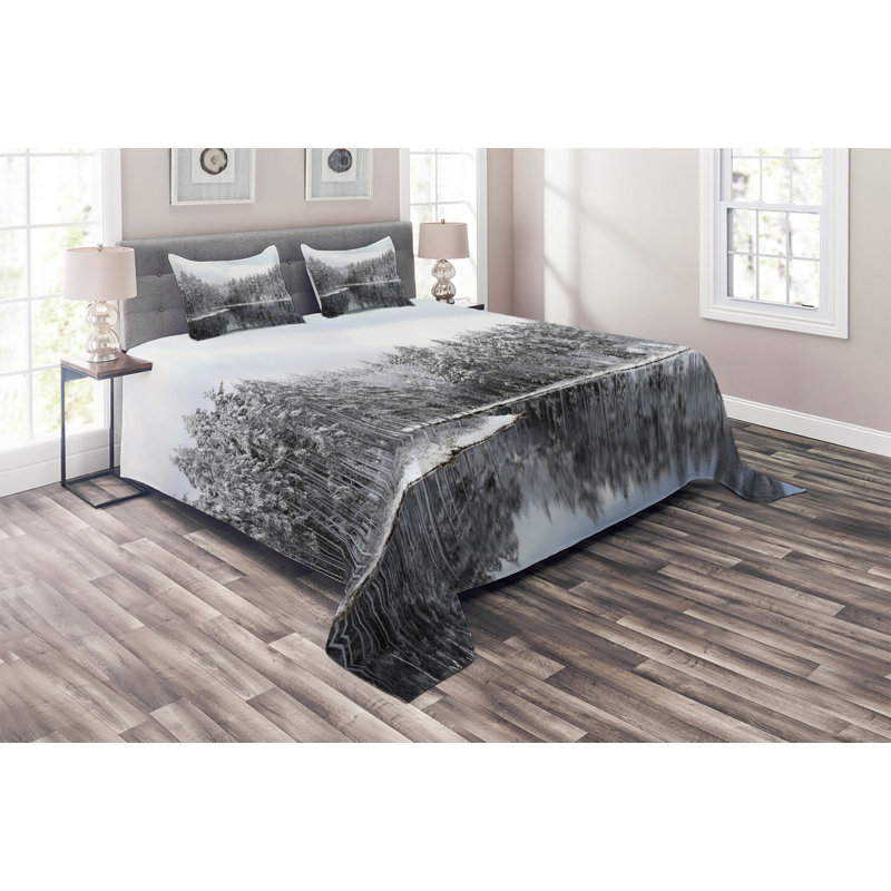 Woodland Rustic Polyester Coverlet, King Bedspread + 2 Shams