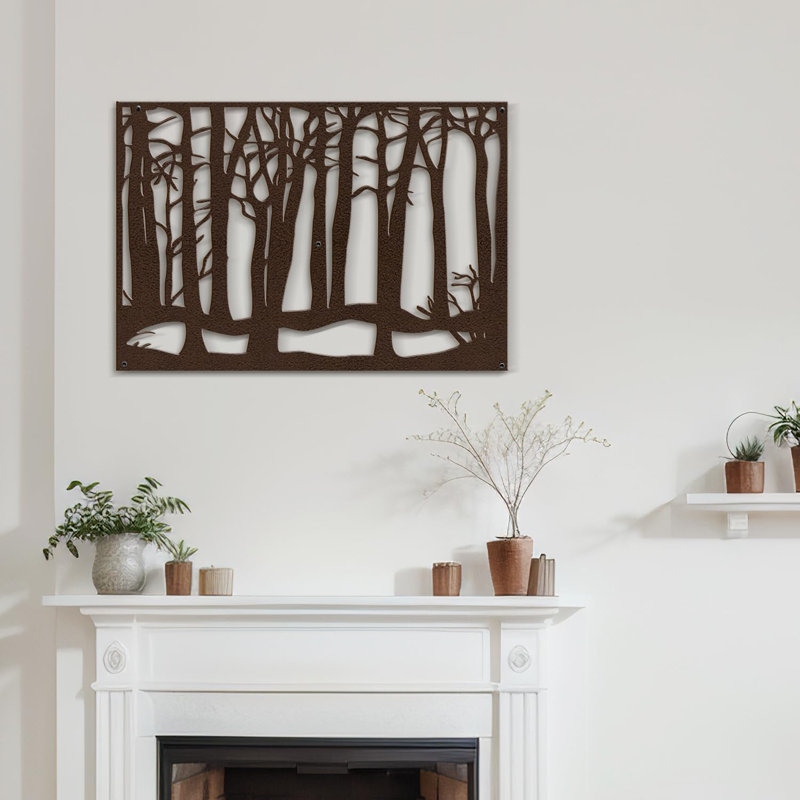 Décoration murale en métal Serene Forest Silhouette, Brun, H 12,6 po x l 18 po x P 0,05 po