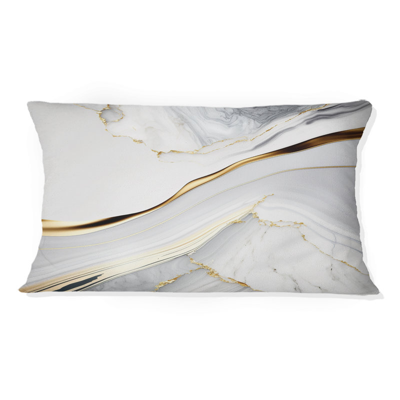 Abstract Geode Waves Grey IV - coussin imprimé, H 12 po x l 20 po