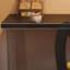 Bureau en bois massif en forme de L noir + bureau en acrylique-109547330