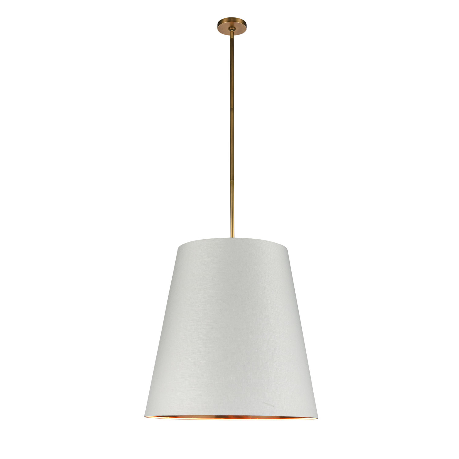 3 Light Steel Pendant, White, 71.76" H x 24.88" W x 24.88" D, Gold