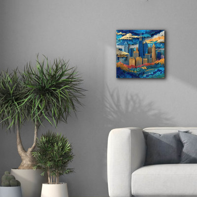  «Paper Cut Chicago 1» par Ann Klee, art mural sur toile, 18 po x 18 po