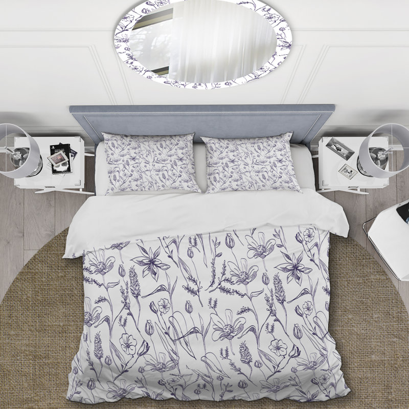Ensemble de housse de couette à motif floral - Polyester microfibre