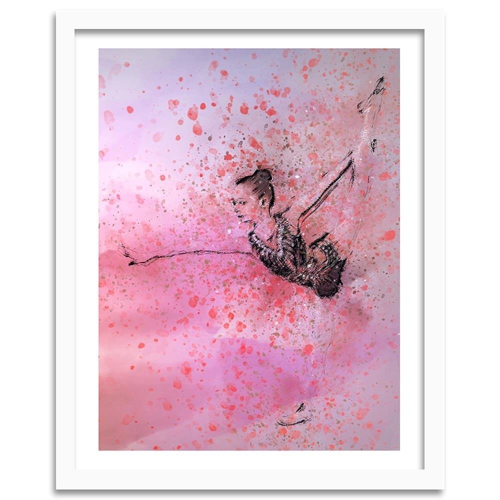 Gerahmtes Poster Tanzende Ballerina abstrakt