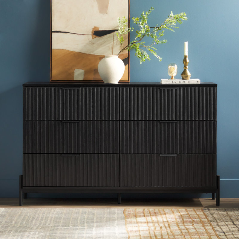 Commode double 6 tiroirs Luka, Noir