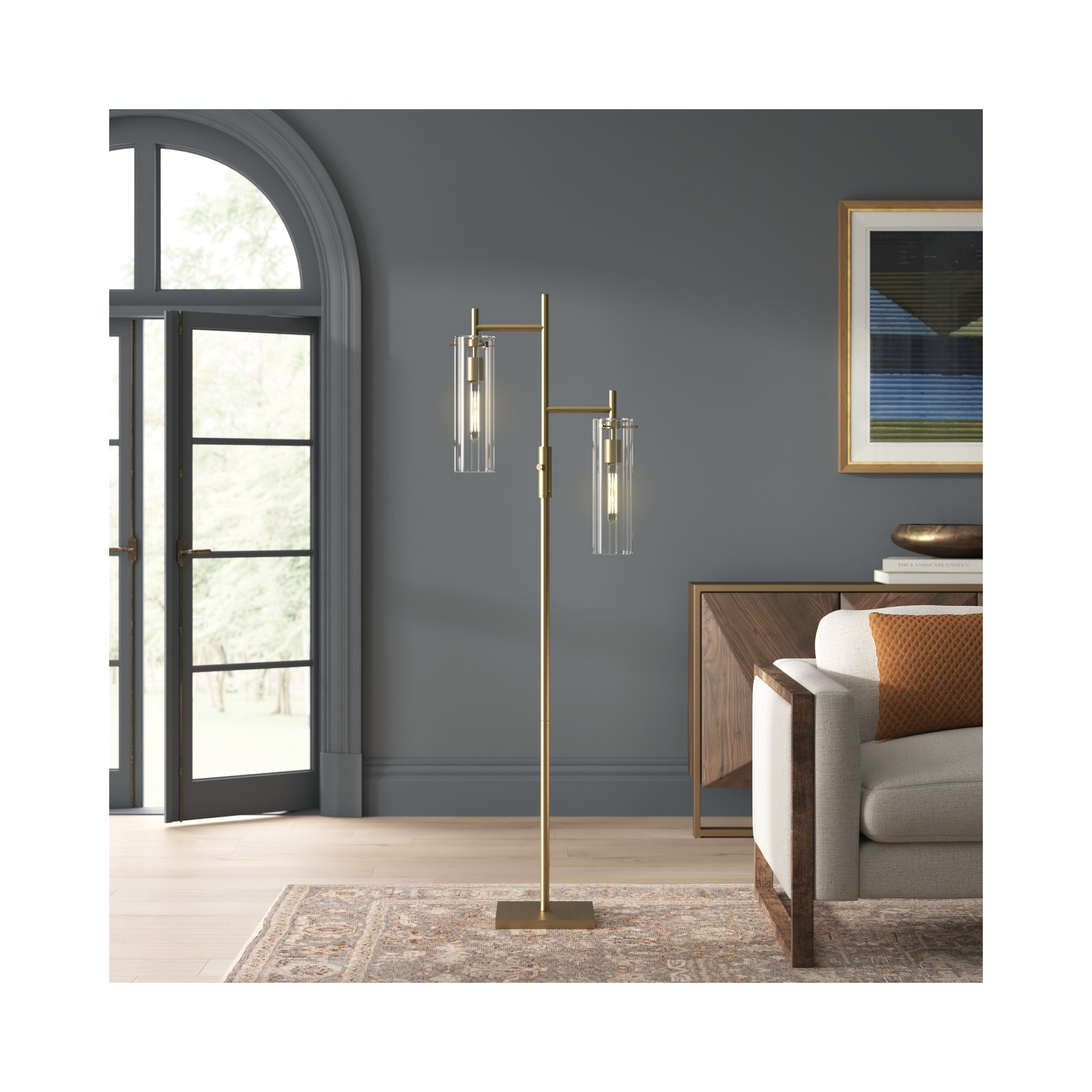 Gilbert 64.25'' Floor Lamp, Antique Brass
