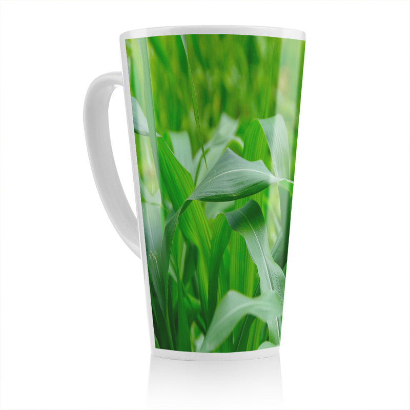 Leaves corn fields as background Designer Latte Mug