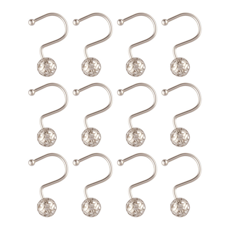 Crochets de rideau de douche pour salle de bain, Nickel