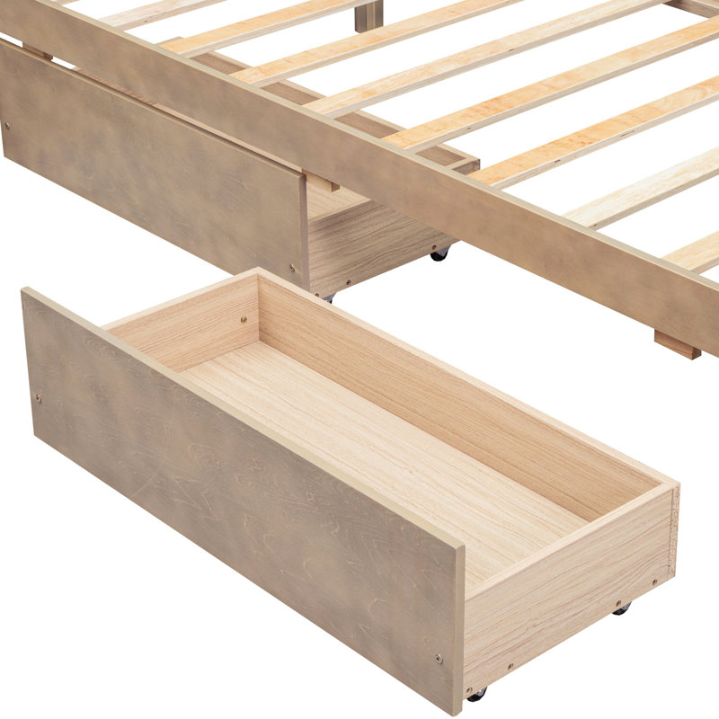 Lit simple avec rangement - en forme de L pour une utilisation efficace dans la chambre à coucher avec 3 tiroirs de style moderne