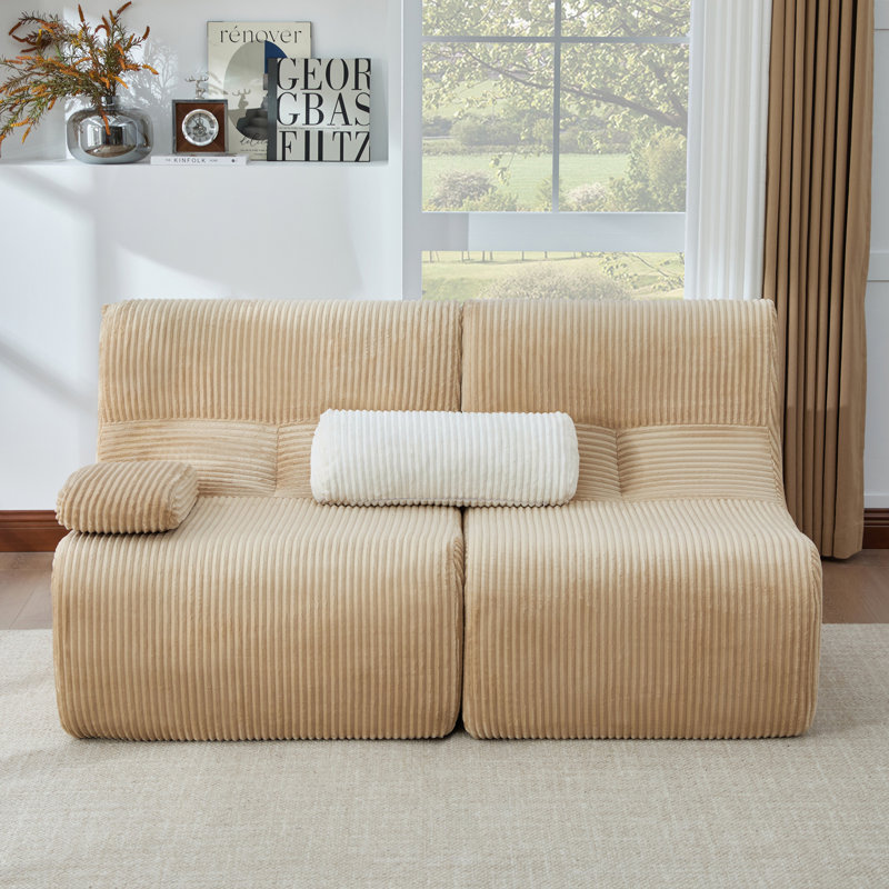 Canapé modulaire 63,7 po Modern, Velours côtelé café