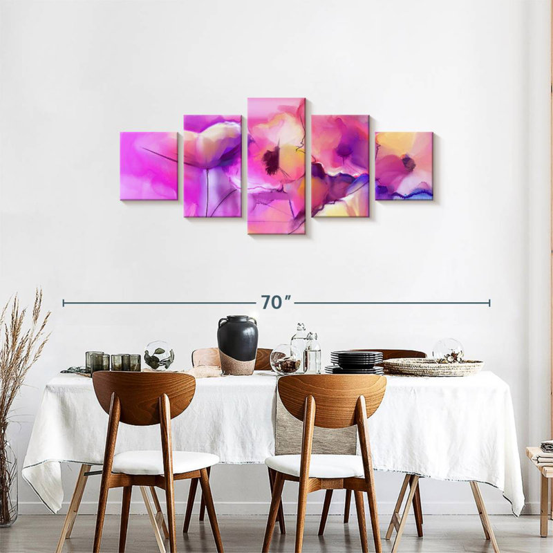 Teintes florales pastel abstraites Avery, H 24 po x l 55 po