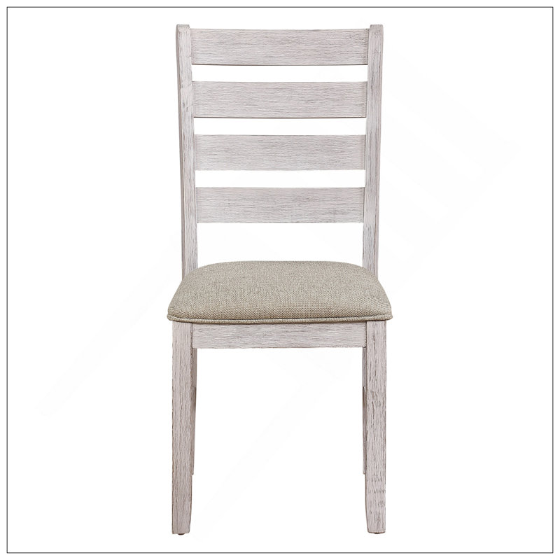Ensemble de 2 chaises décontractées pour salle à manger décontractée avec siège rembourré au fini blanc grisâtre