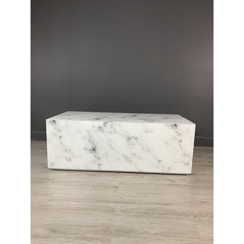 Table de salon moderne 50 po Huitt, H 18 po x l 50 po x P 24 po, Blanc