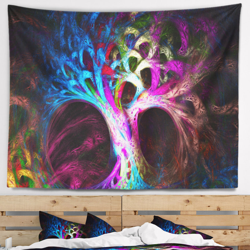 Tapisserie pour arbre psychédélique multicolore abstract magique, H 50 po x l 60 po